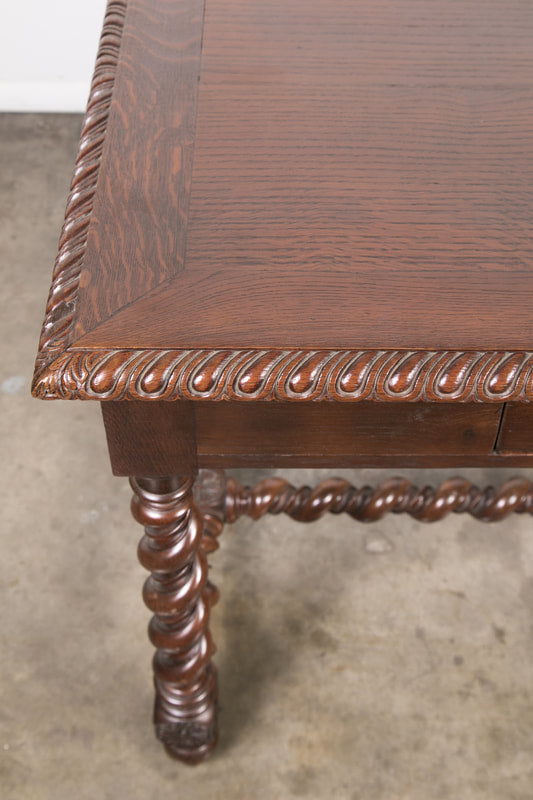 19th Century French Louis XIII Style Double Barley Twist Writing Table or Desk 