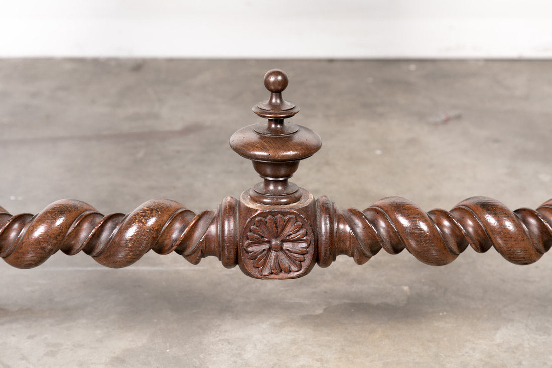 19th Century French Louis XIII Style Double Barley Twist Writing Table or Desk 