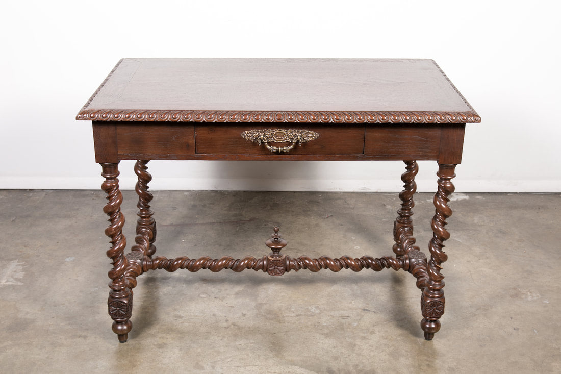 19th Century French Louis XIII Style Double Barley Twist Writing Table or Desk 