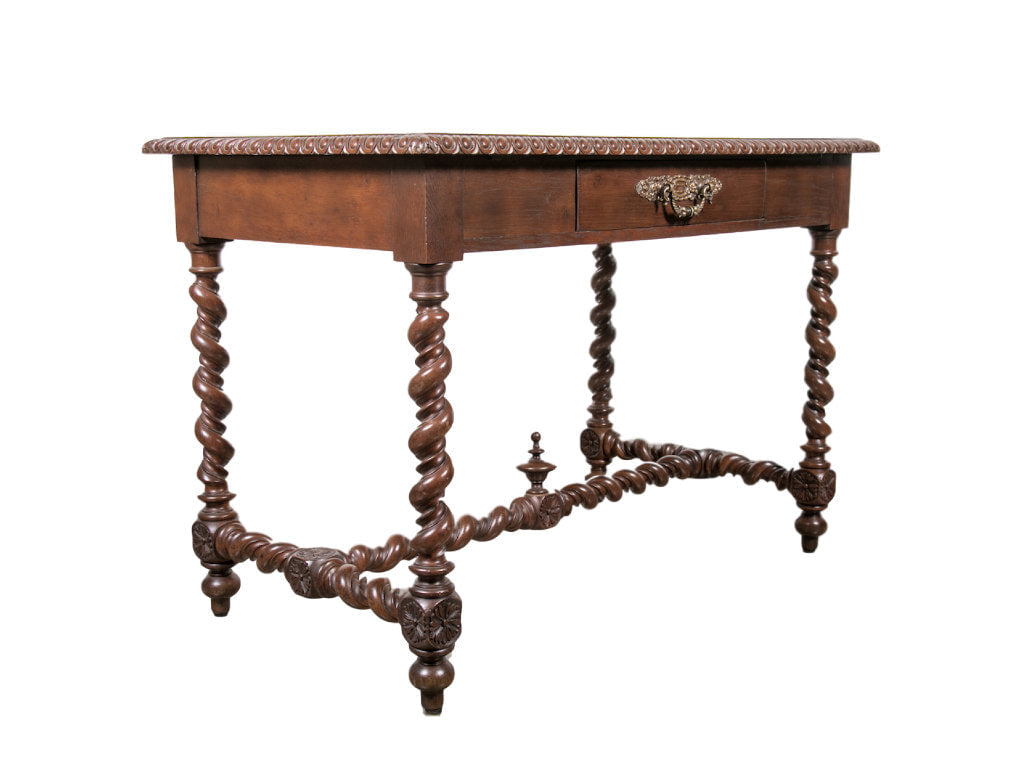 19th Century French Louis XIII Style Double Barley Twist Writing Table or Desk 