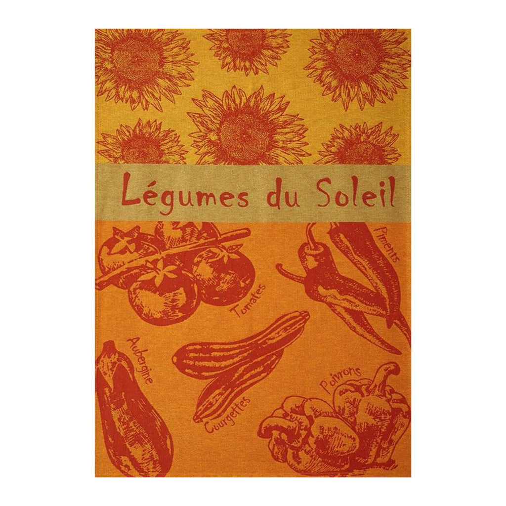 French Jacquard Legumes du Soleil or Sun Vegetables Tea Towel by Coucke