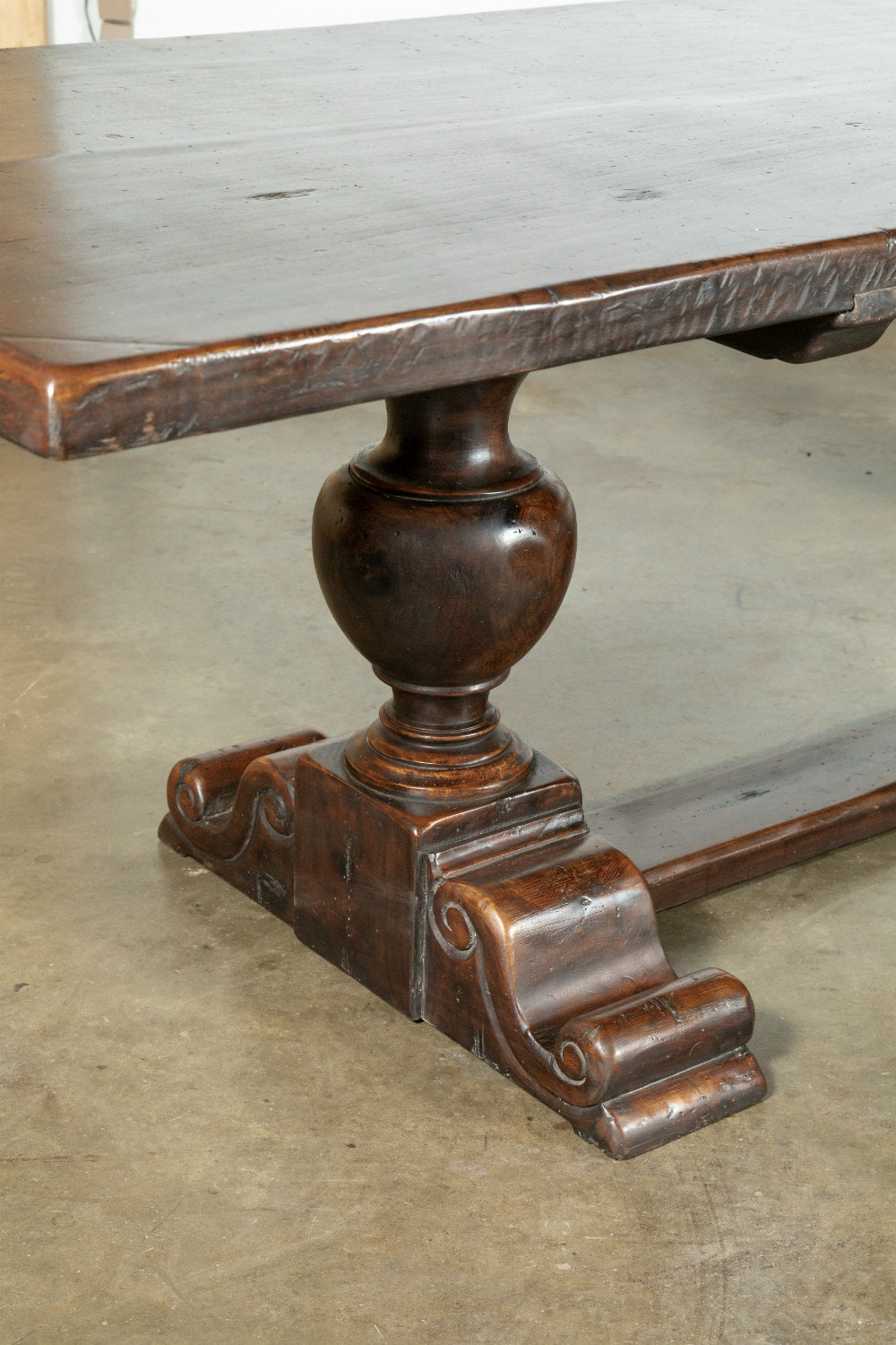 Exceptional 19th Century Solid Walnut Louis XIII Style 13.5 Foot Chateau Trestle Dining Table