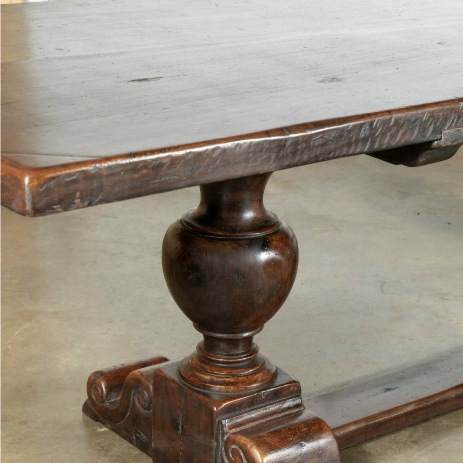 Exceptional 19th Century Solid Walnut Louis XIII Style 13.5 Foot Chateau Trestle Dining Table