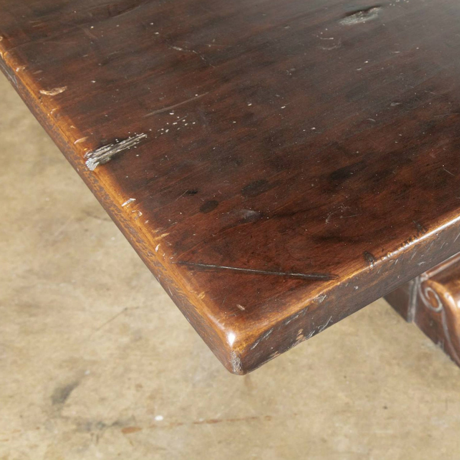 Exceptional 19th Century Solid Walnut Louis XIII Style 13.5 Foot Chateau Trestle Dining Table
