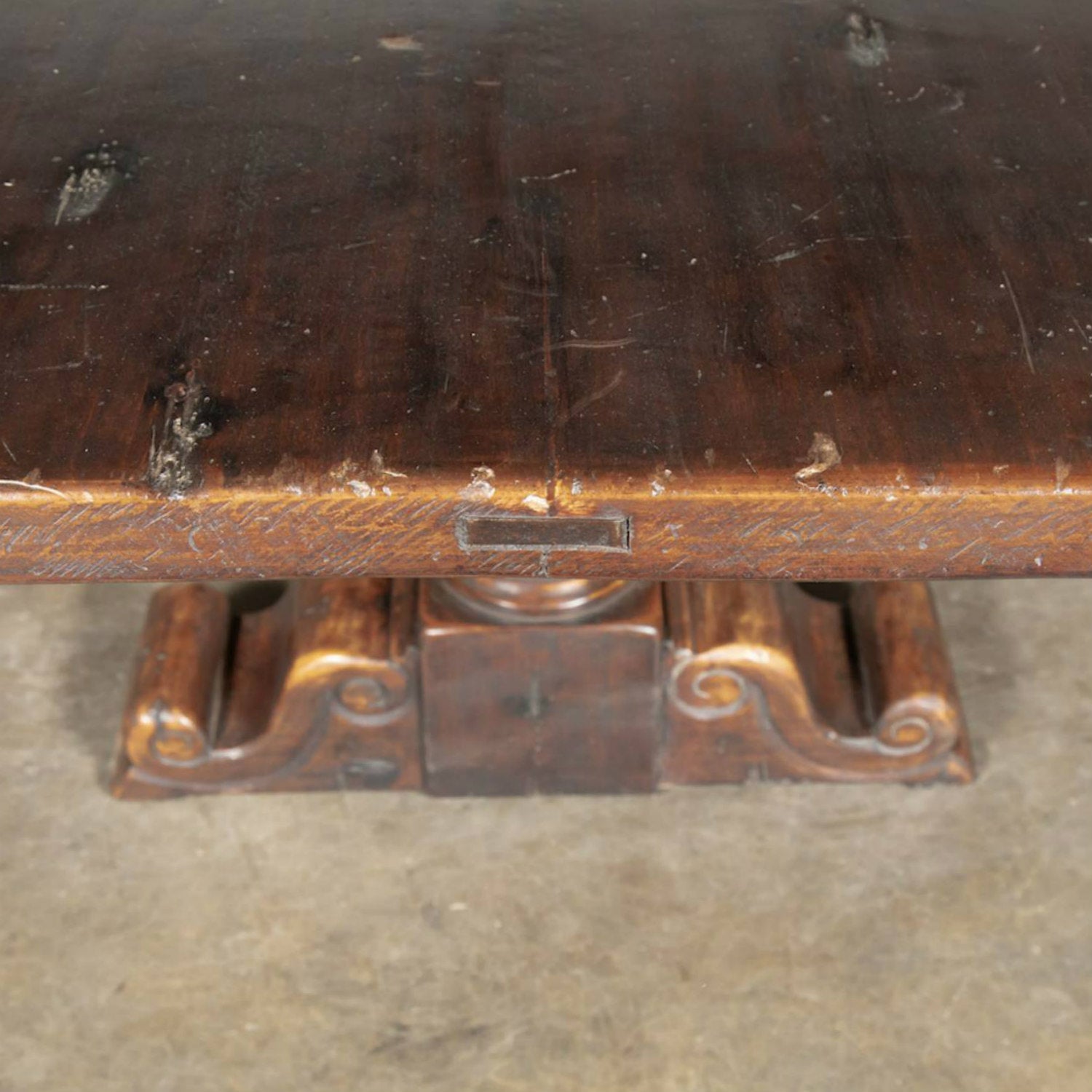 Exceptional 19th Century Solid Walnut Louis XIII Style 13.5 Foot Chateau Trestle Dining Table