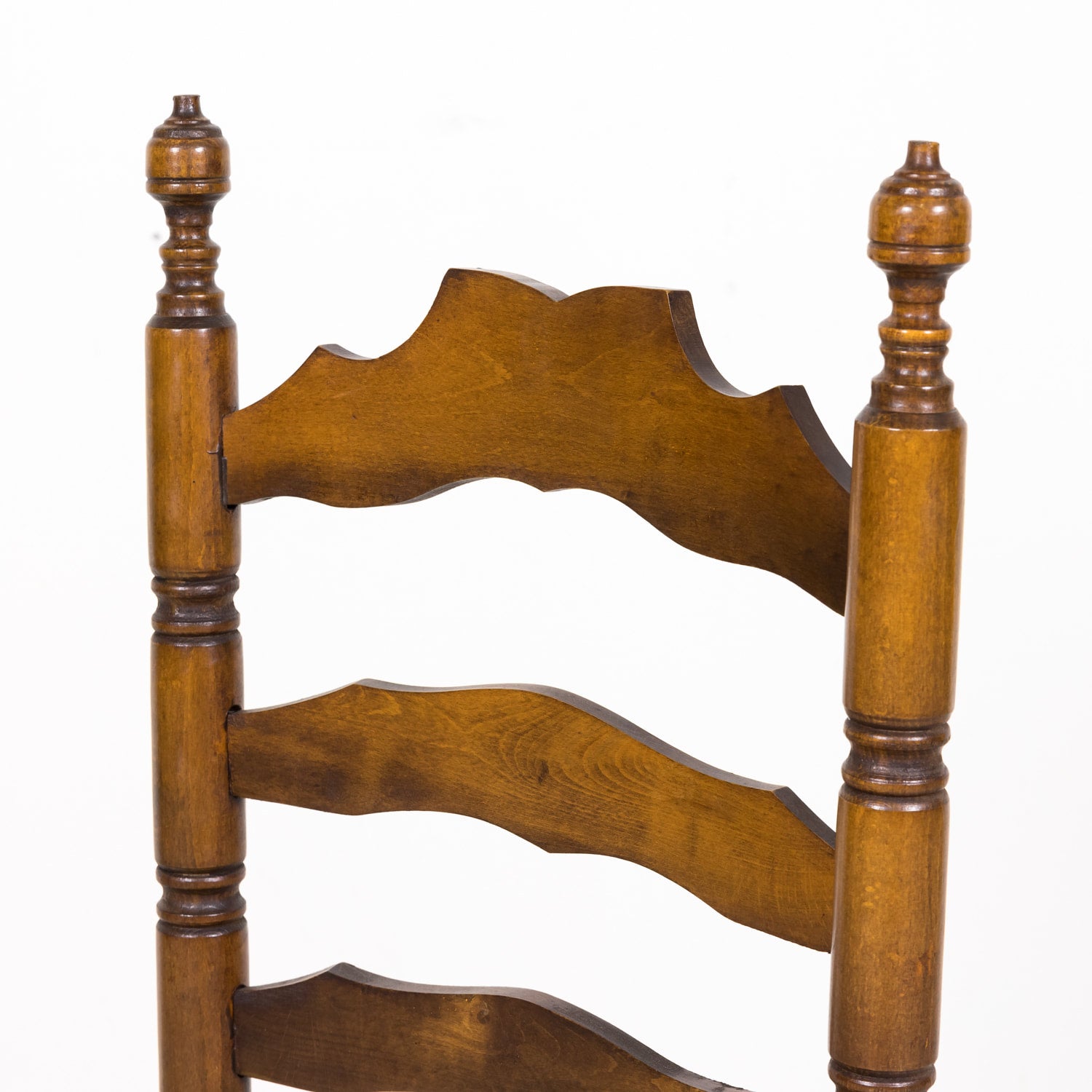 Set of 6 Antique French Country Walnut Ladder Back Chairs with Rush Slip Seats