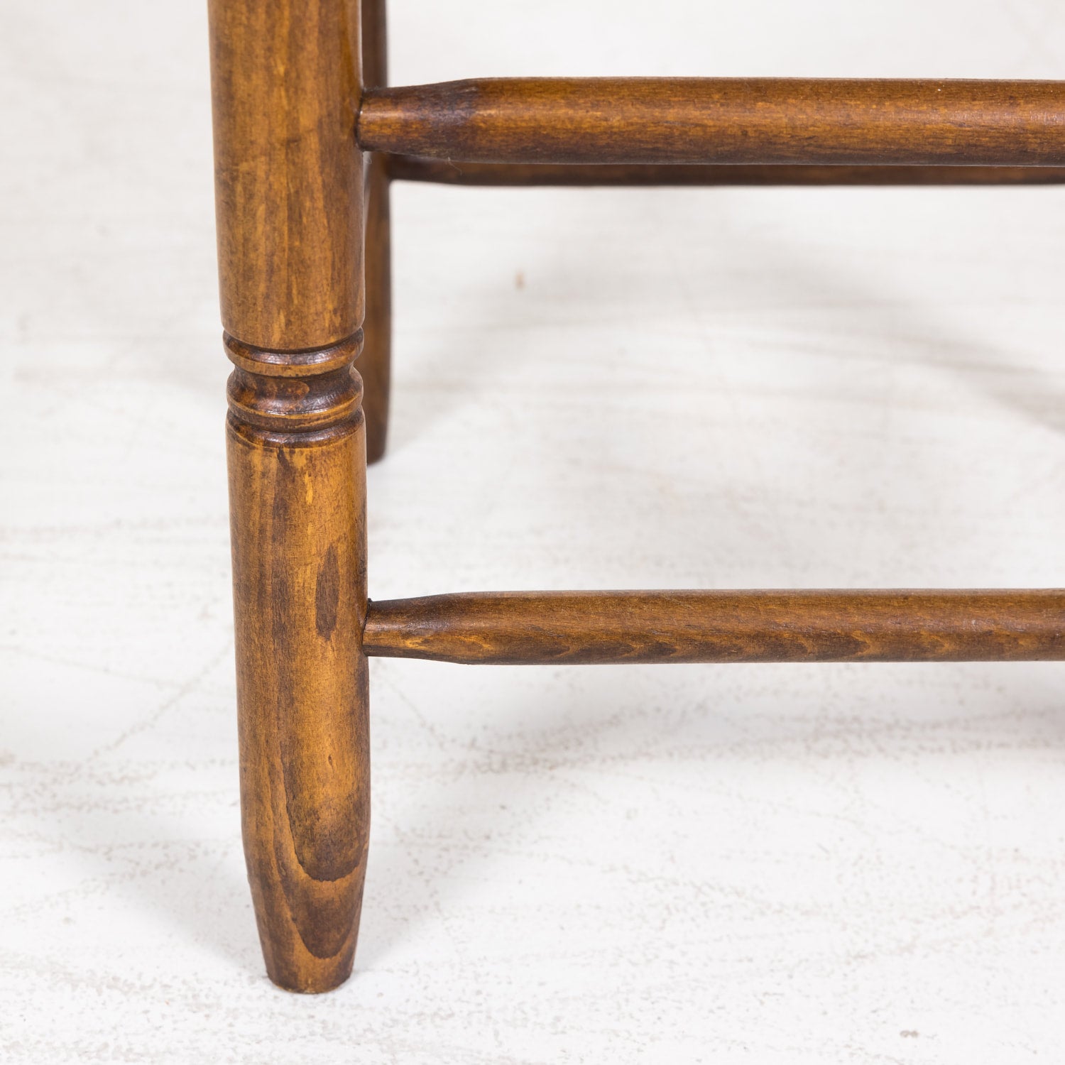 Set of 6 Antique French Country Walnut Ladder Back Chairs with Rush Slip Seats