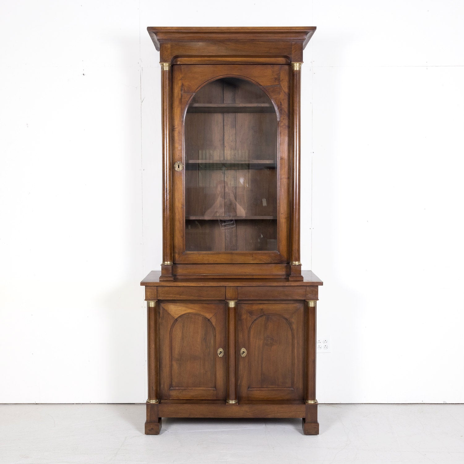19th Century Period French Empire Walnut Lyonnaise Bibliotheque or Bookcase