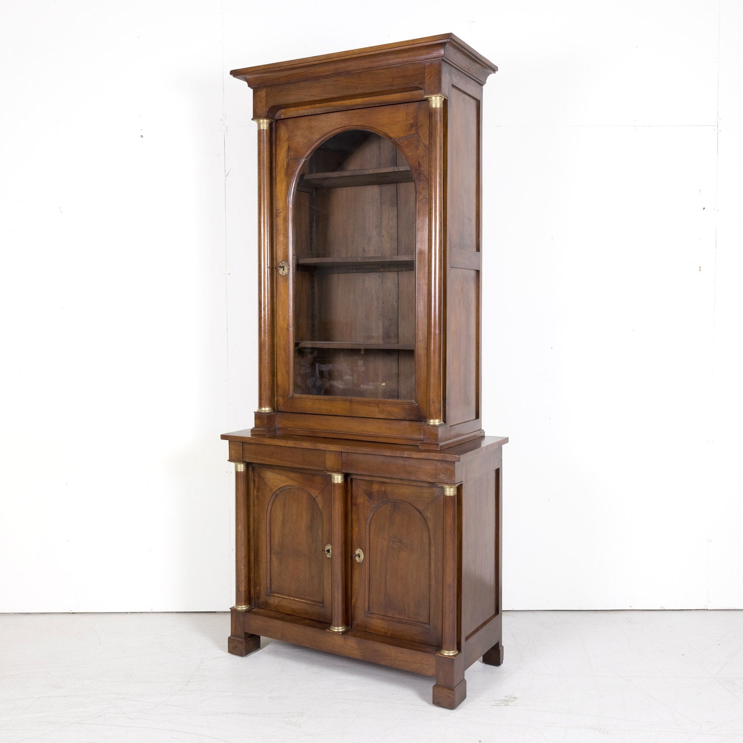 19th Century Period French Empire Walnut Lyonnaise Bibliotheque or Bookcase