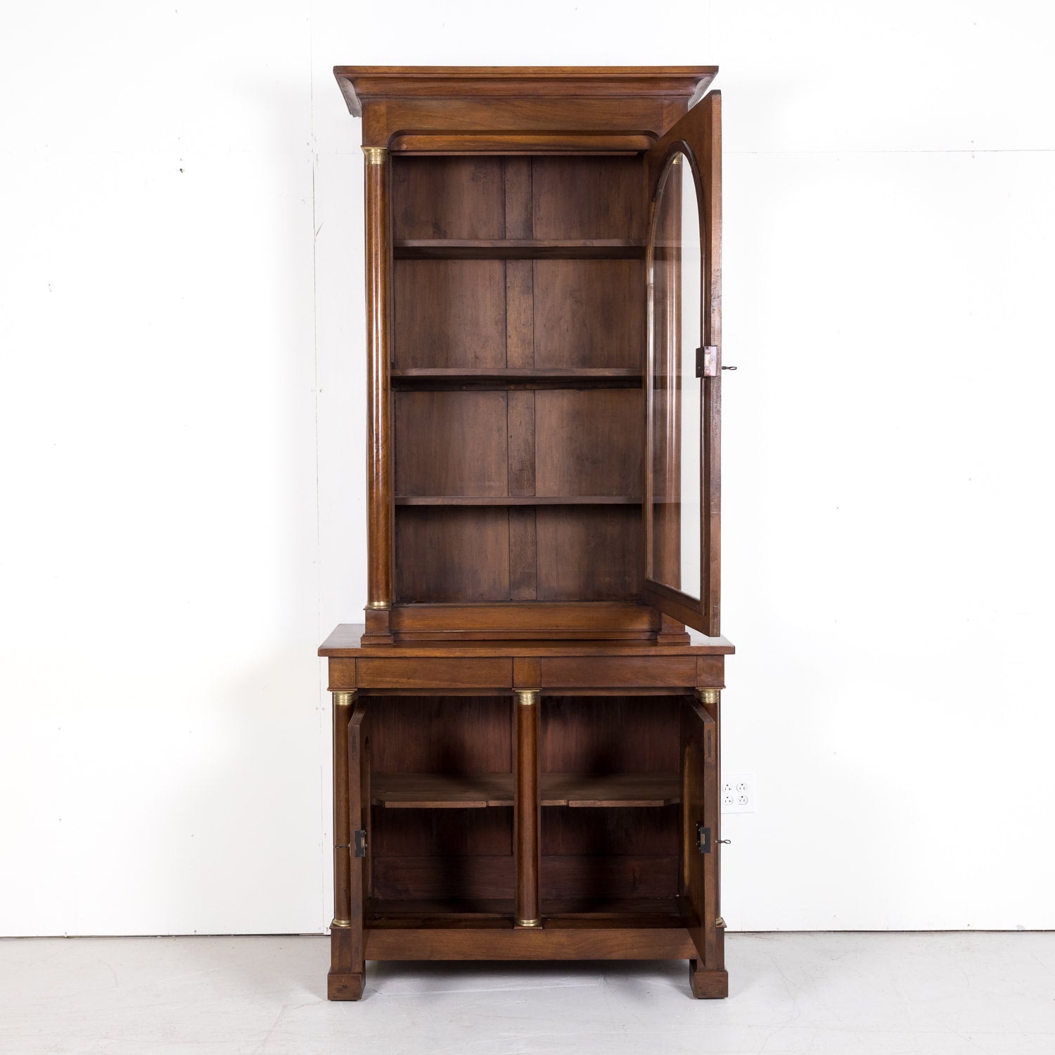 19th Century Period French Empire Walnut Lyonnaise Bibliotheque or Bookcase