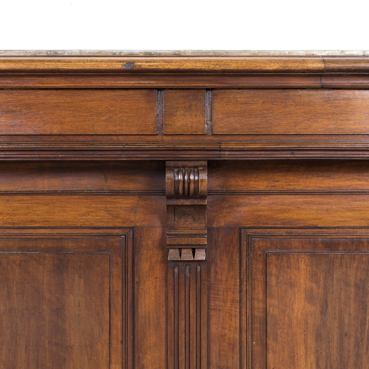 19th Century French Store or Reception Counter in Walnut with Zinc Top