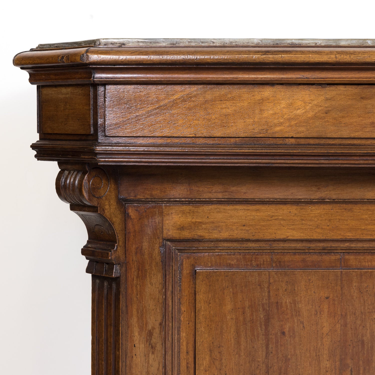 19th Century French Store or Reception Counter in Walnut with Zinc Top