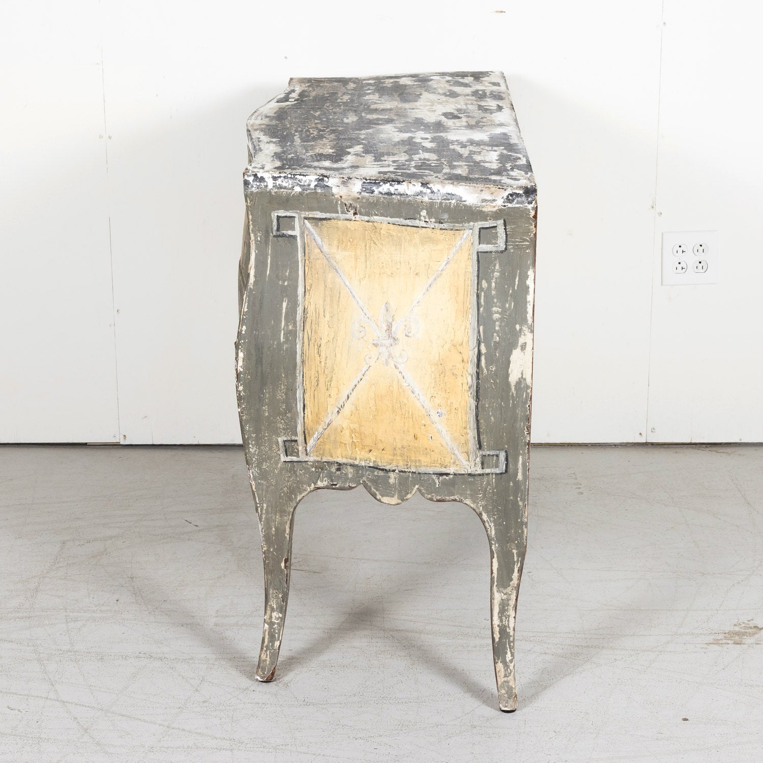 Antique French Louis XV Style Painted Commode Sauteuse