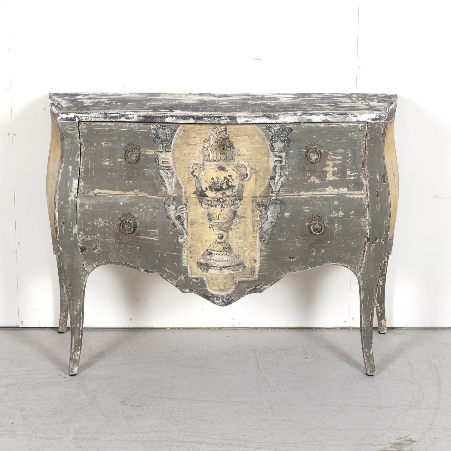 Antique French Louis XV Style Painted Commode Sauteuse