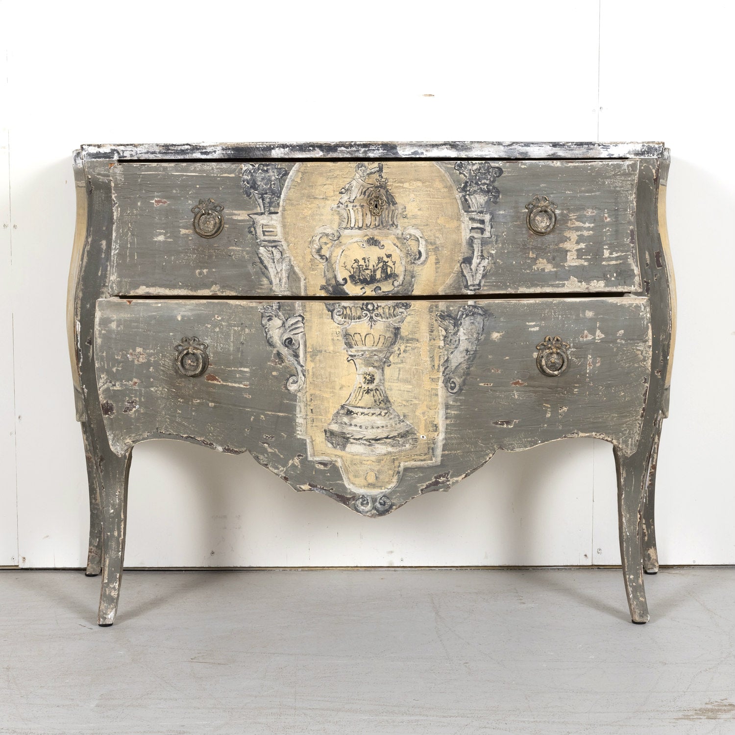 Antique French Louis XV Style Painted Commode Sauteuse