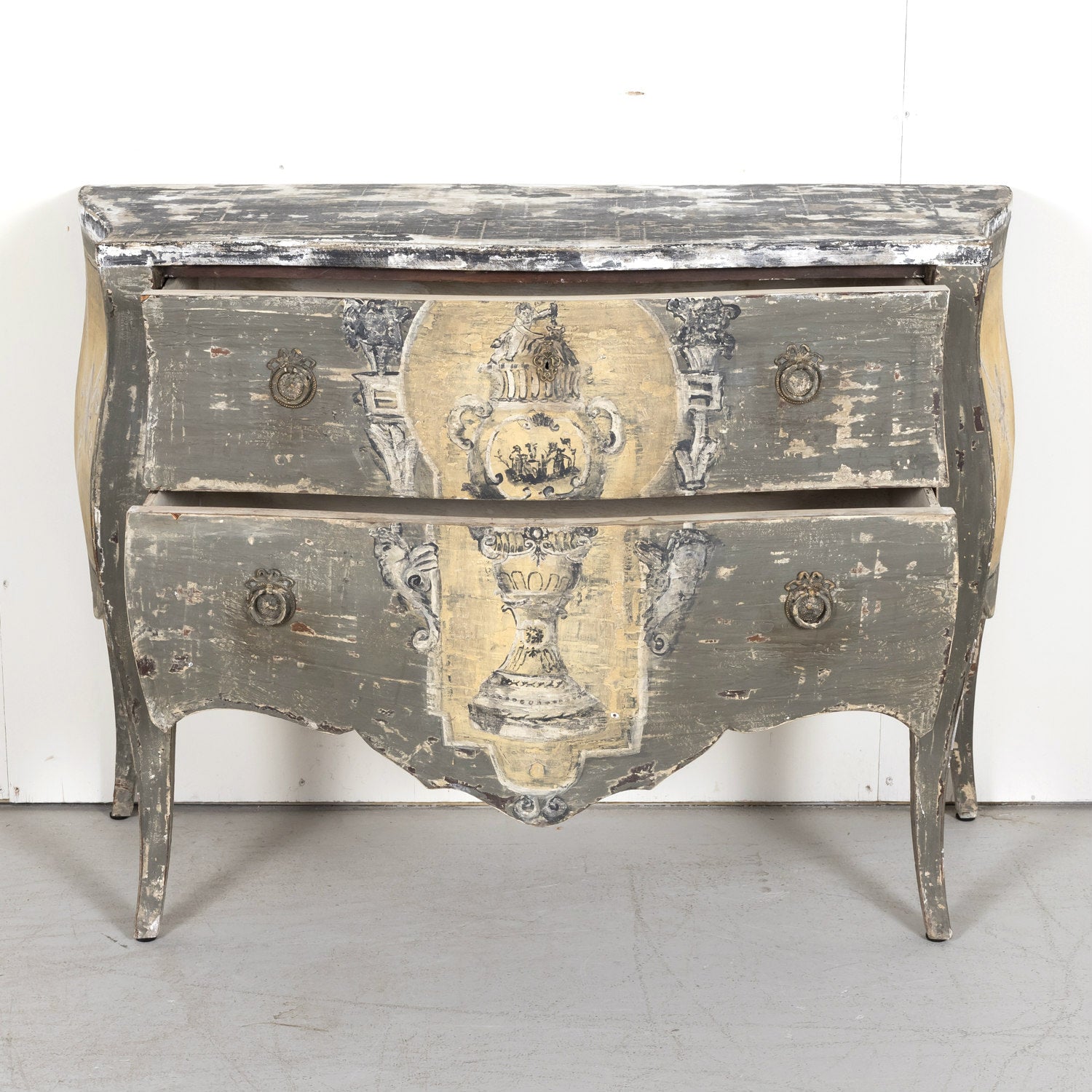 Antique French Louis XV Style Painted Commode Sauteuse