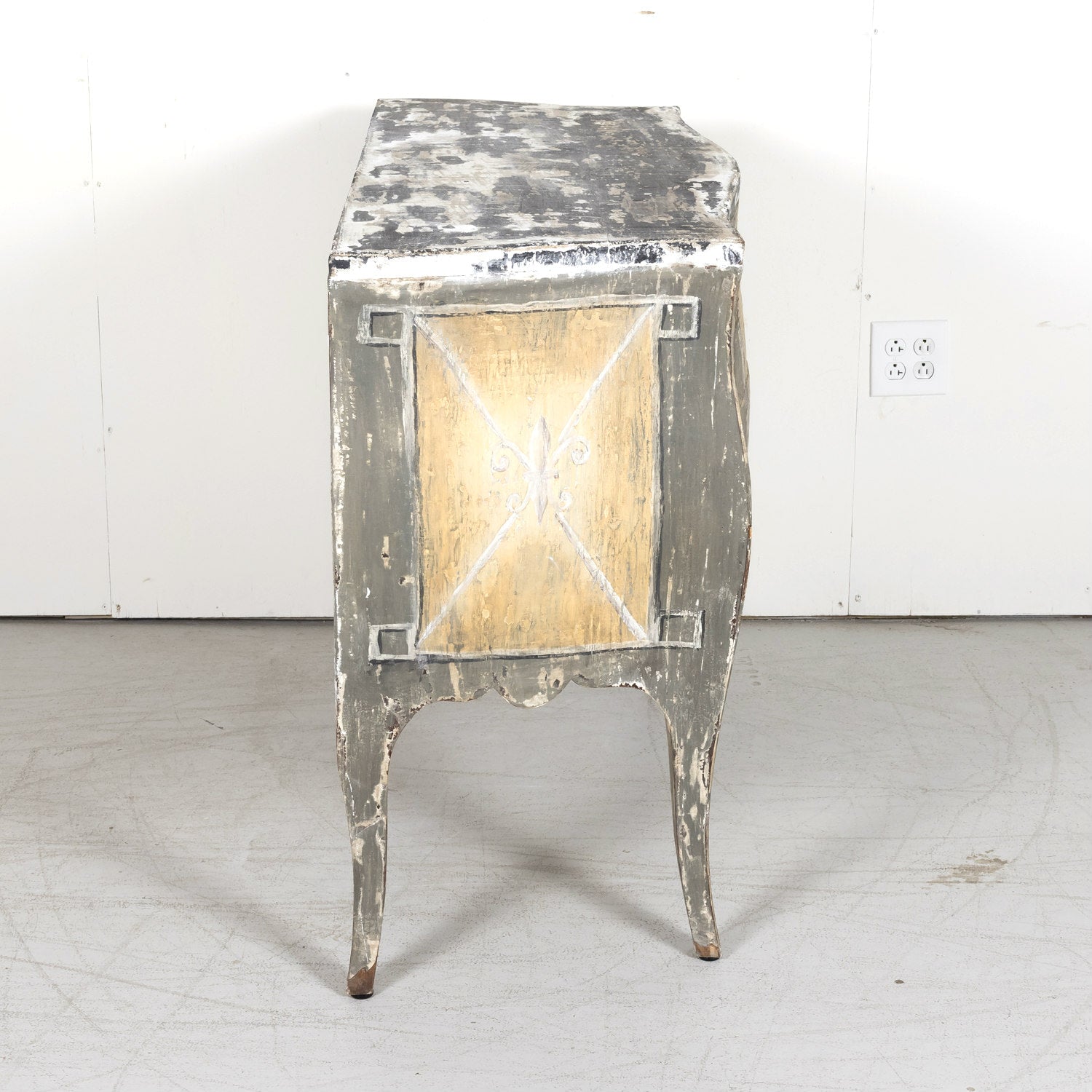 Antique French Louis XV Style Painted Commode Sauteuse