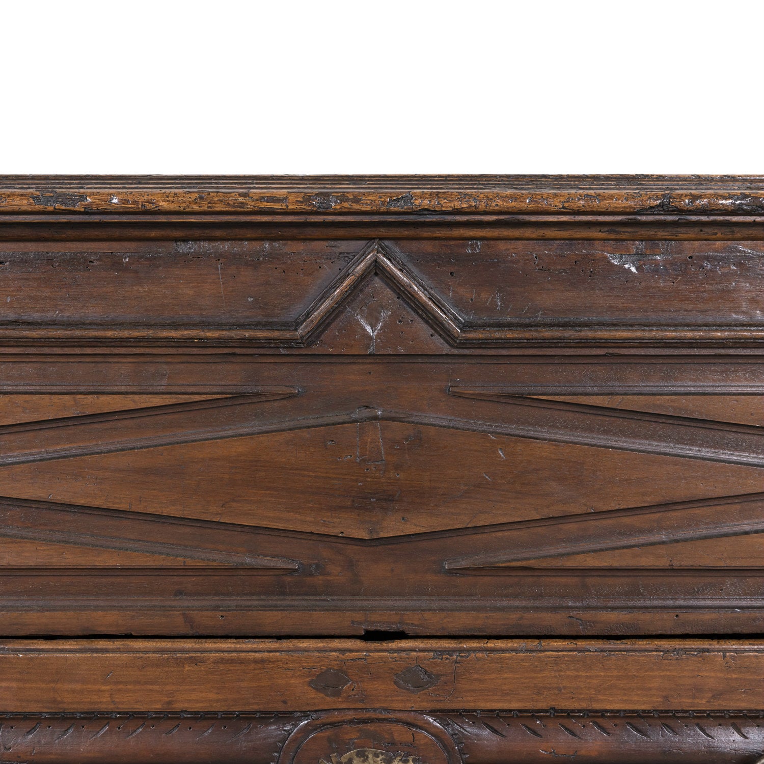 Early 18th Century Louis XIII Style Solid Walnut Lyonnaise Coffer or Trunk with Large Drawer