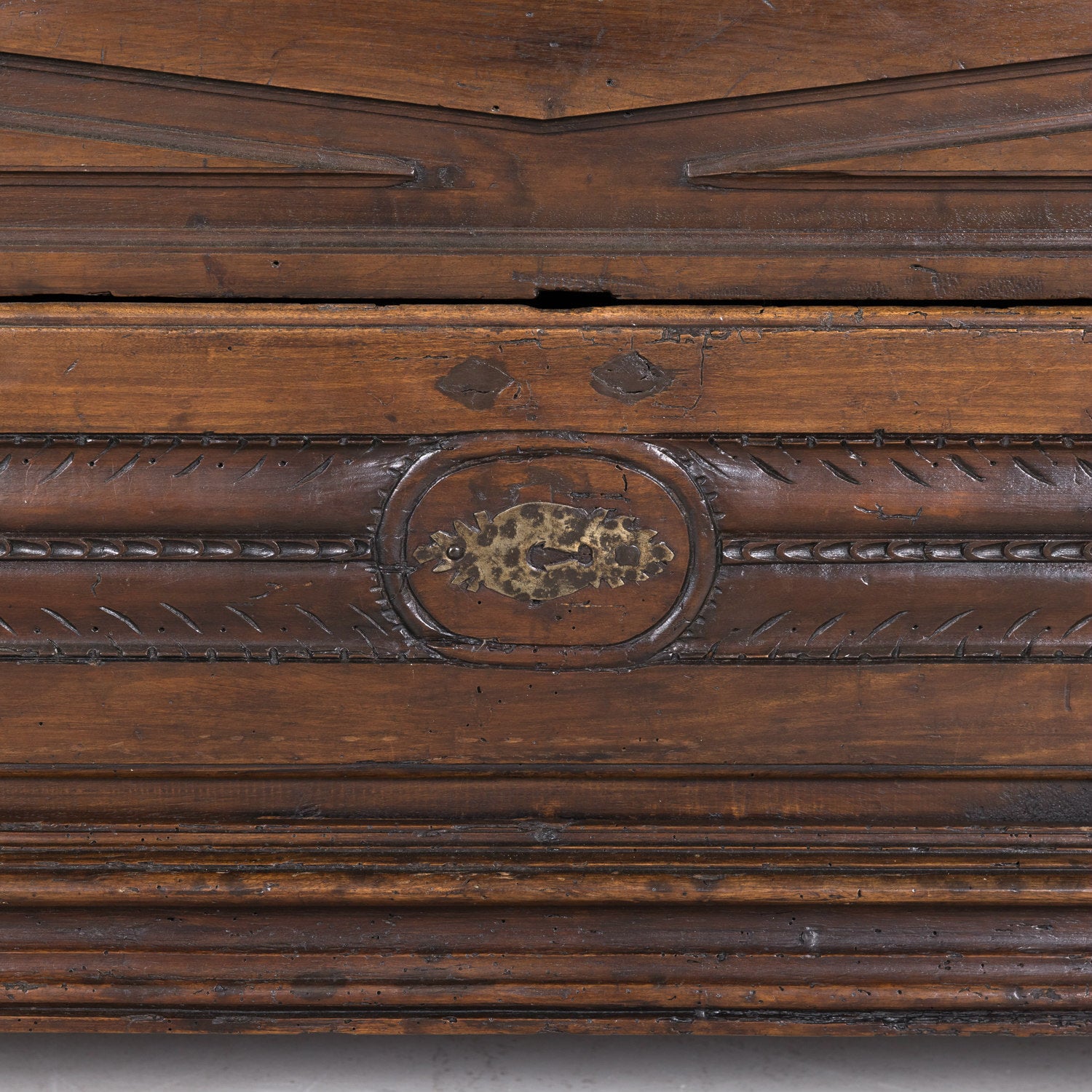 Early 18th Century Louis XIII Style Solid Walnut Lyonnaise Coffer or Trunk with Large Drawer