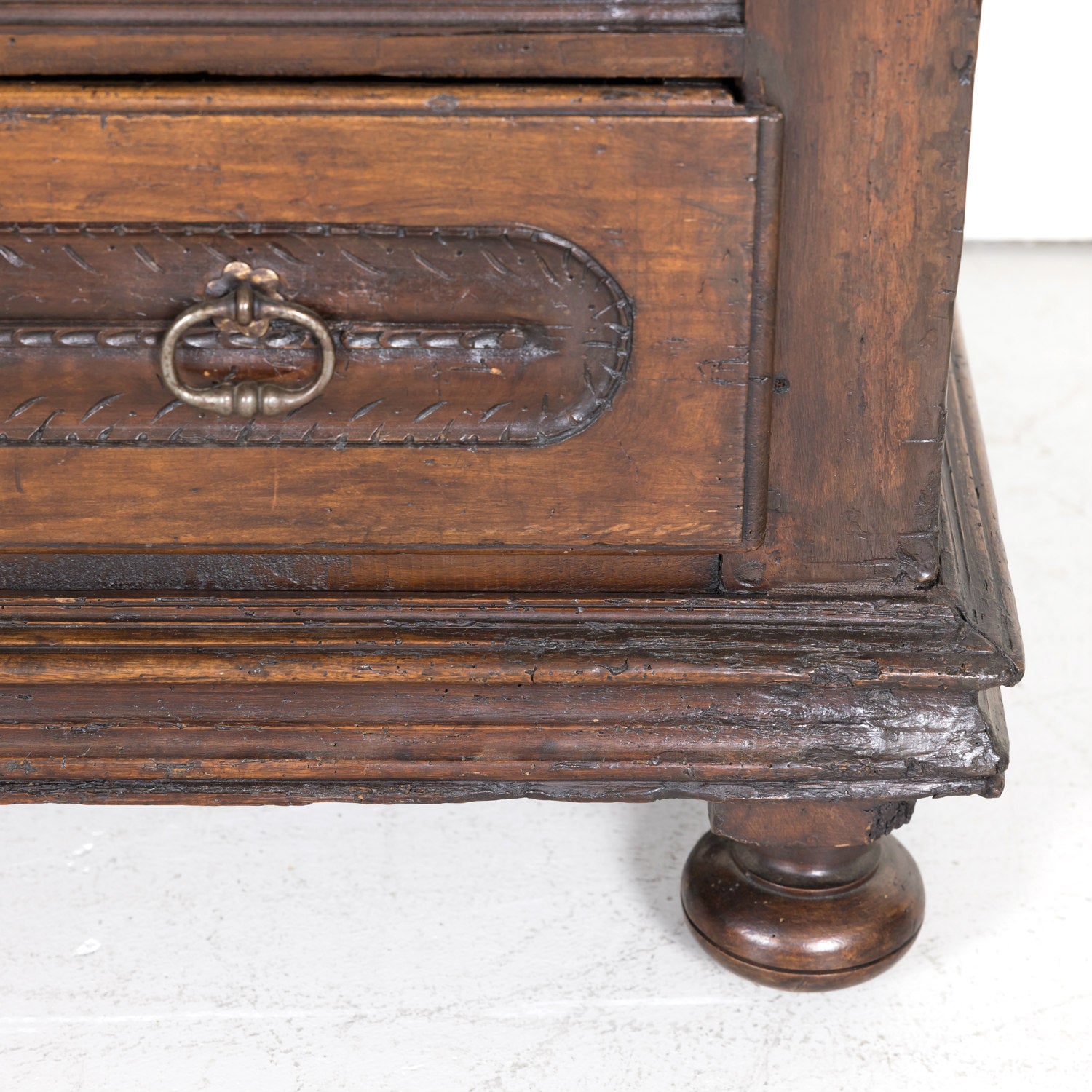Early 18th Century Louis XIII Style Solid Walnut Lyonnaise Coffer or Trunk with Large Drawer