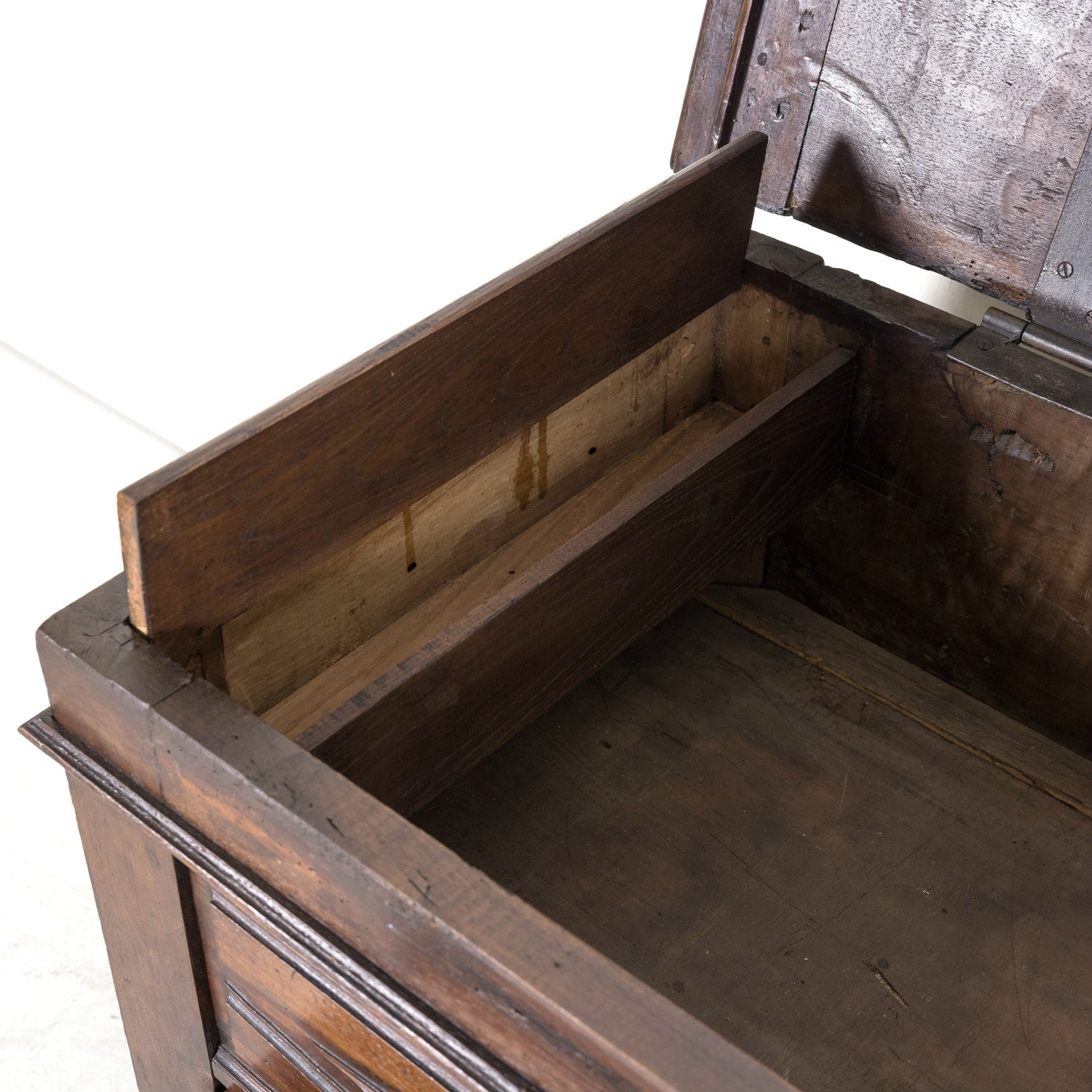 Early 18th Century Louis XIII Style Solid Walnut Lyonnaise Coffer or Trunk with Large Drawer