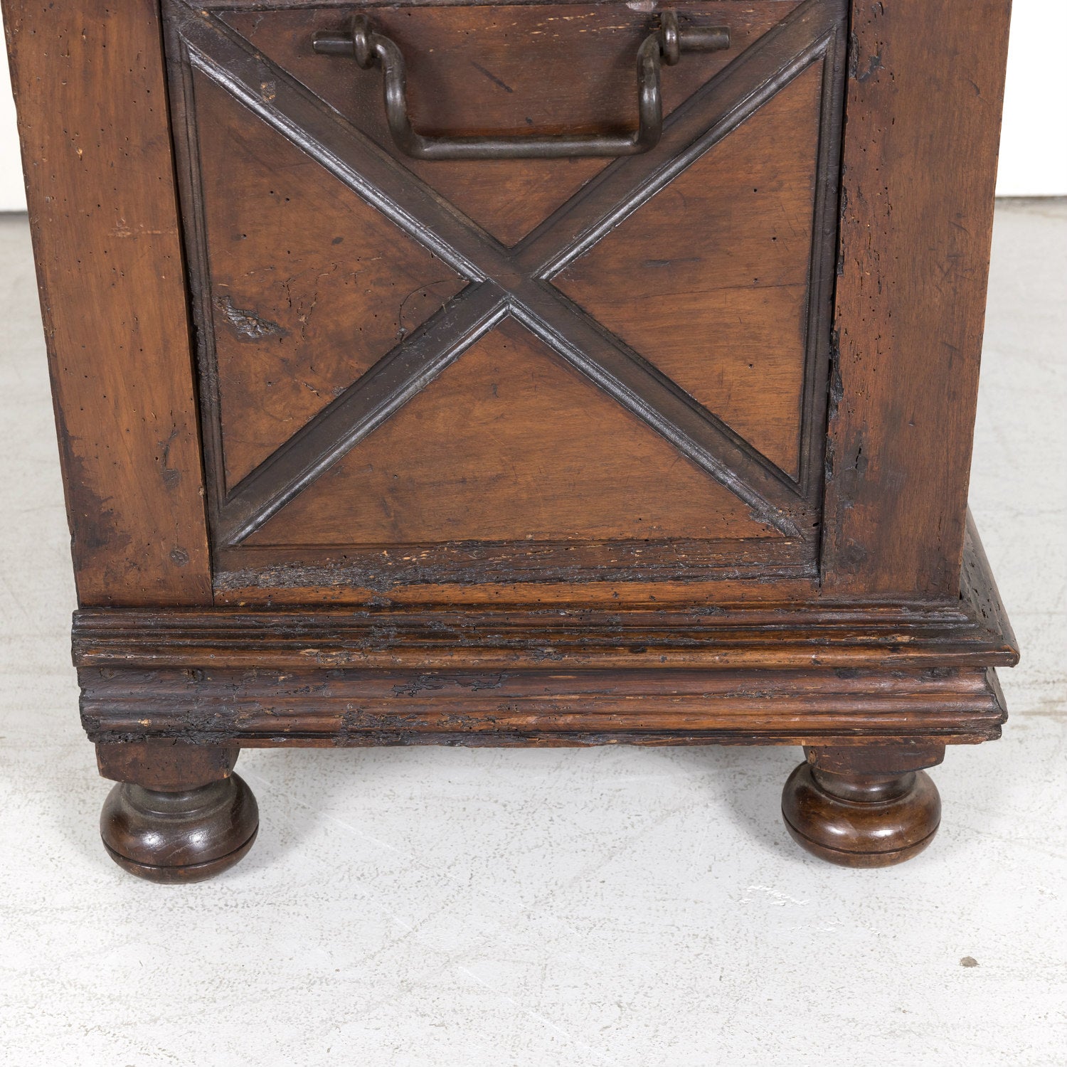 Early 18th Century Louis XIII Style Solid Walnut Lyonnaise Coffer or Trunk with Large Drawer