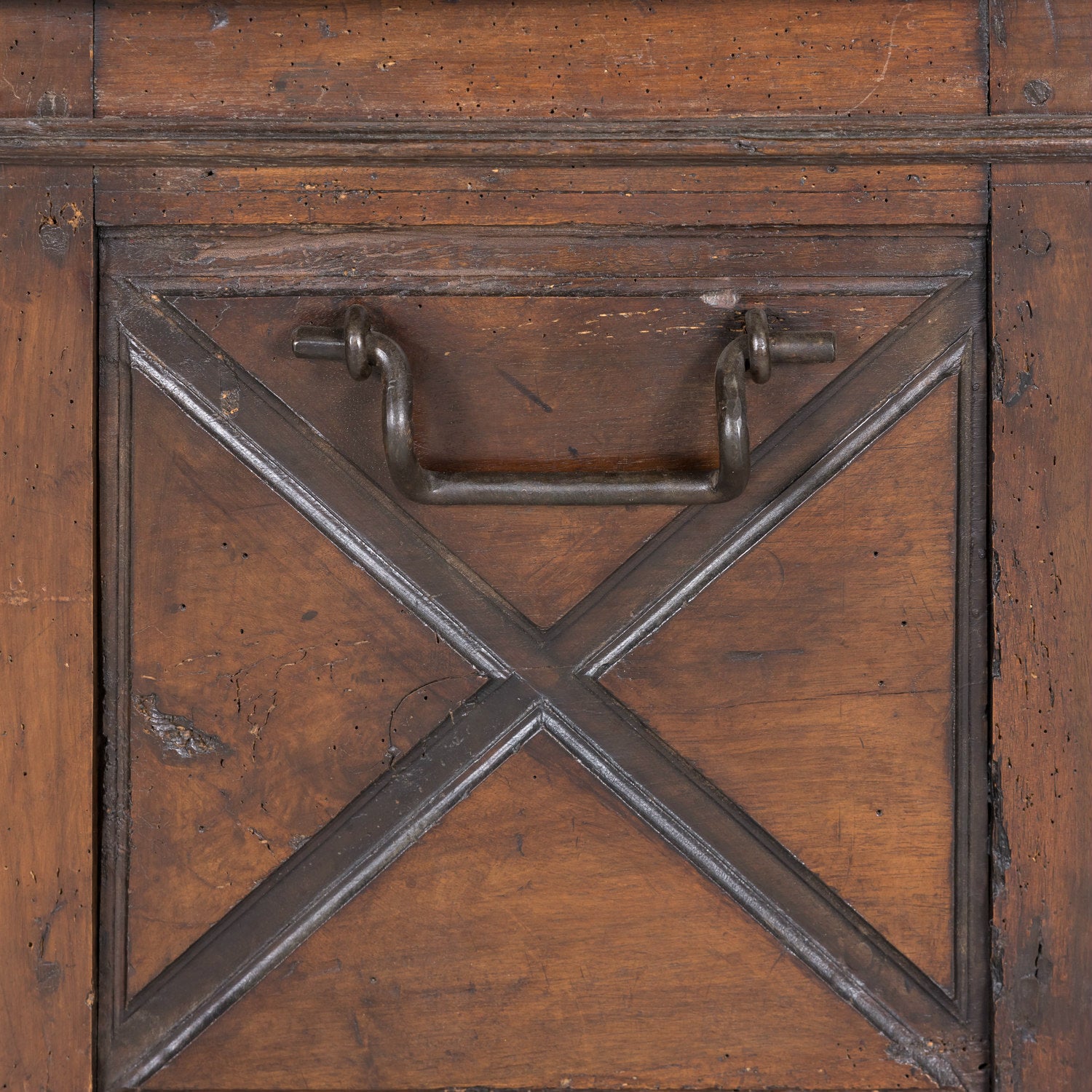 Early 18th Century Louis XIII Style Solid Walnut Lyonnaise Coffer or Trunk with Large Drawer