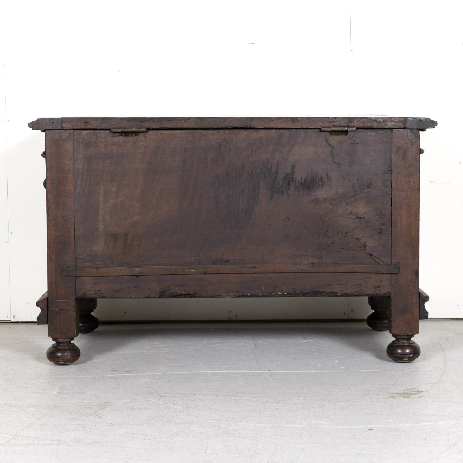 Early 18th Century Louis XIII Style Solid Walnut Lyonnaise Coffer or Trunk with Large Drawer