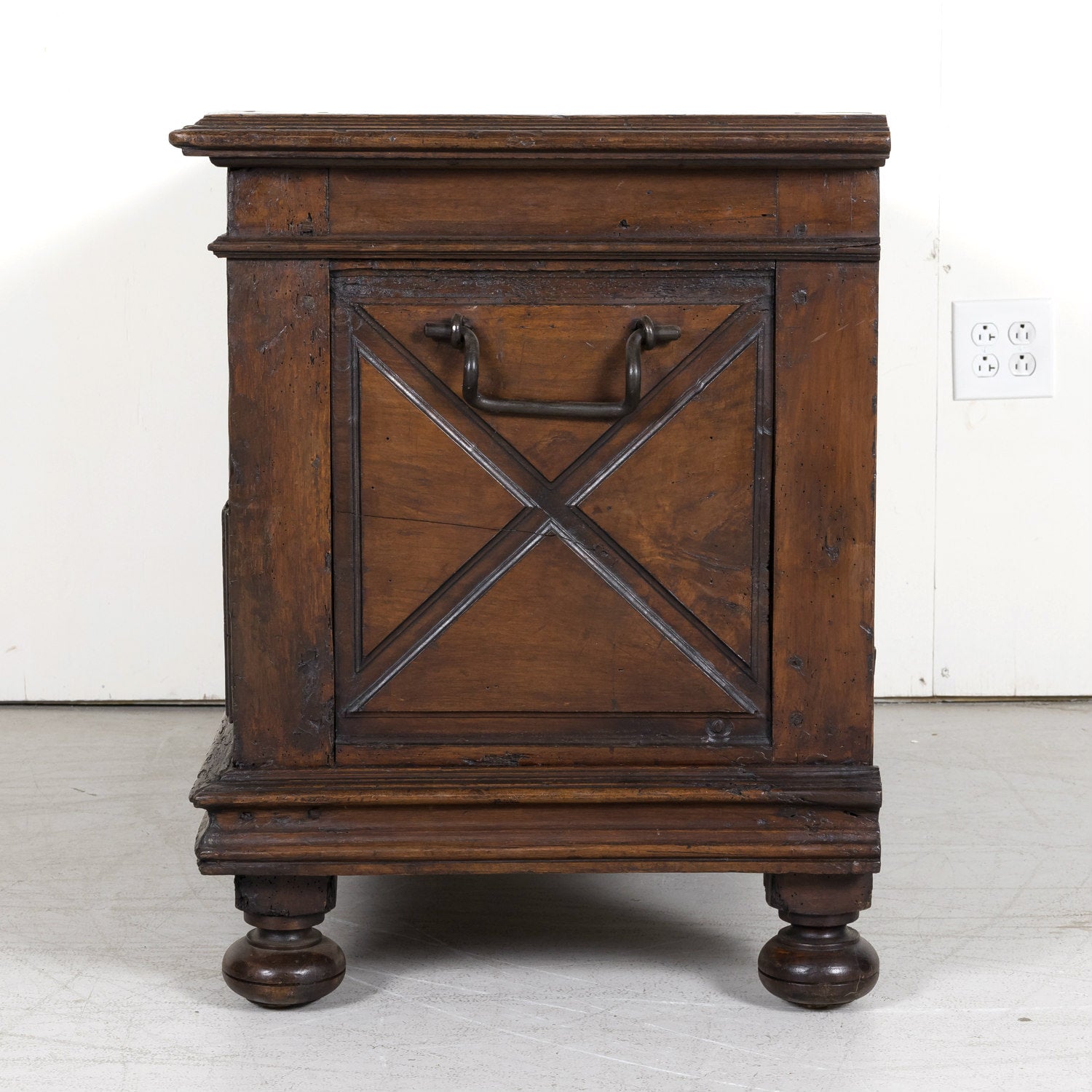 Early 18th Century Louis XIII Style Solid Walnut Lyonnaise Coffer or Trunk with Large Drawer