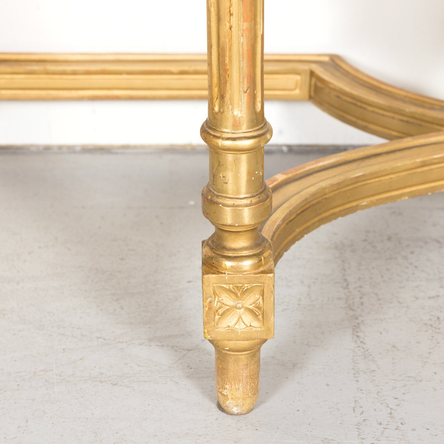 19th Century French Louis XVI Style Carved Giltwood Wall Console with Carrara Marble Top