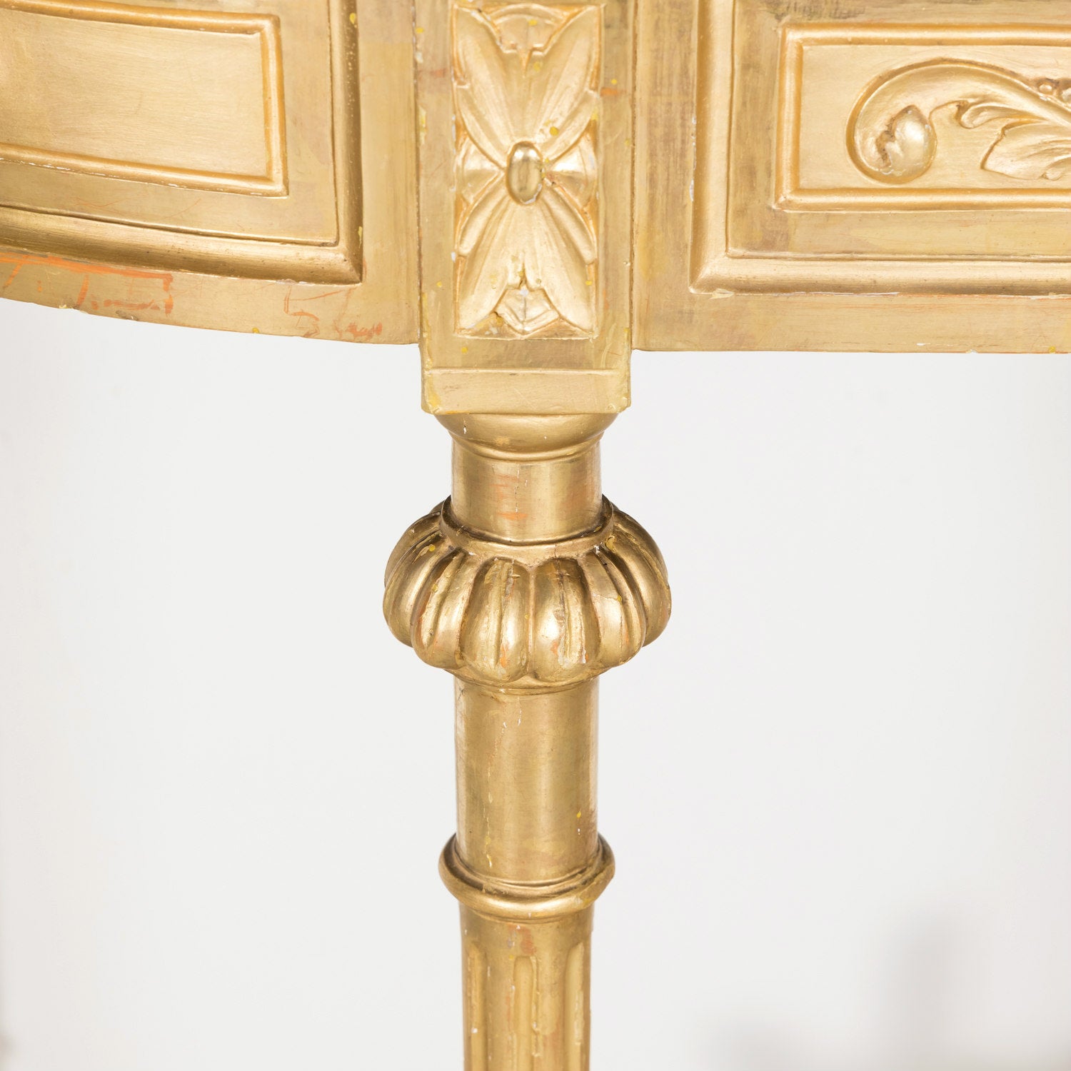 19th Century French Louis XVI Style Carved Giltwood Wall Console with Carrara Marble Top