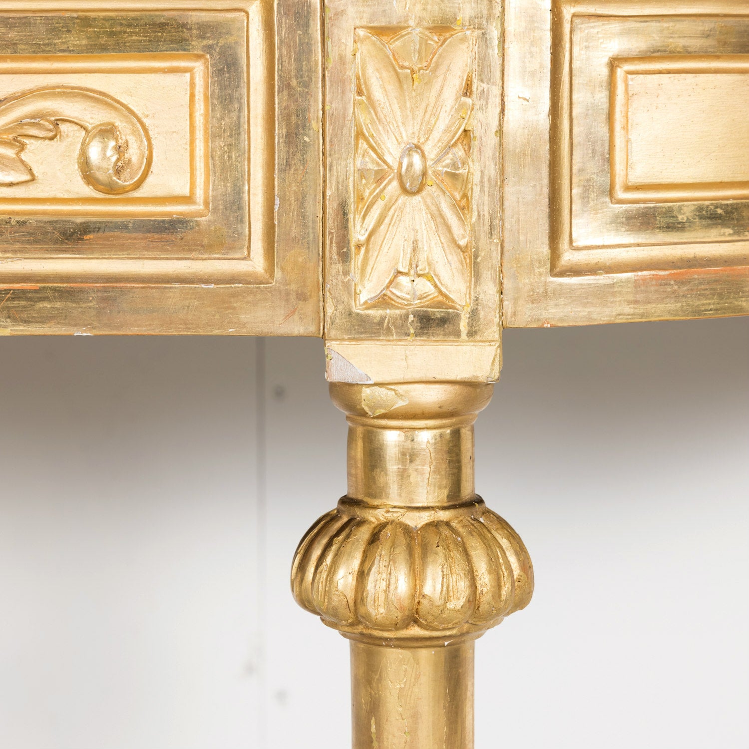 19th Century French Louis XVI Style Carved Giltwood Wall Console with Carrara Marble Top