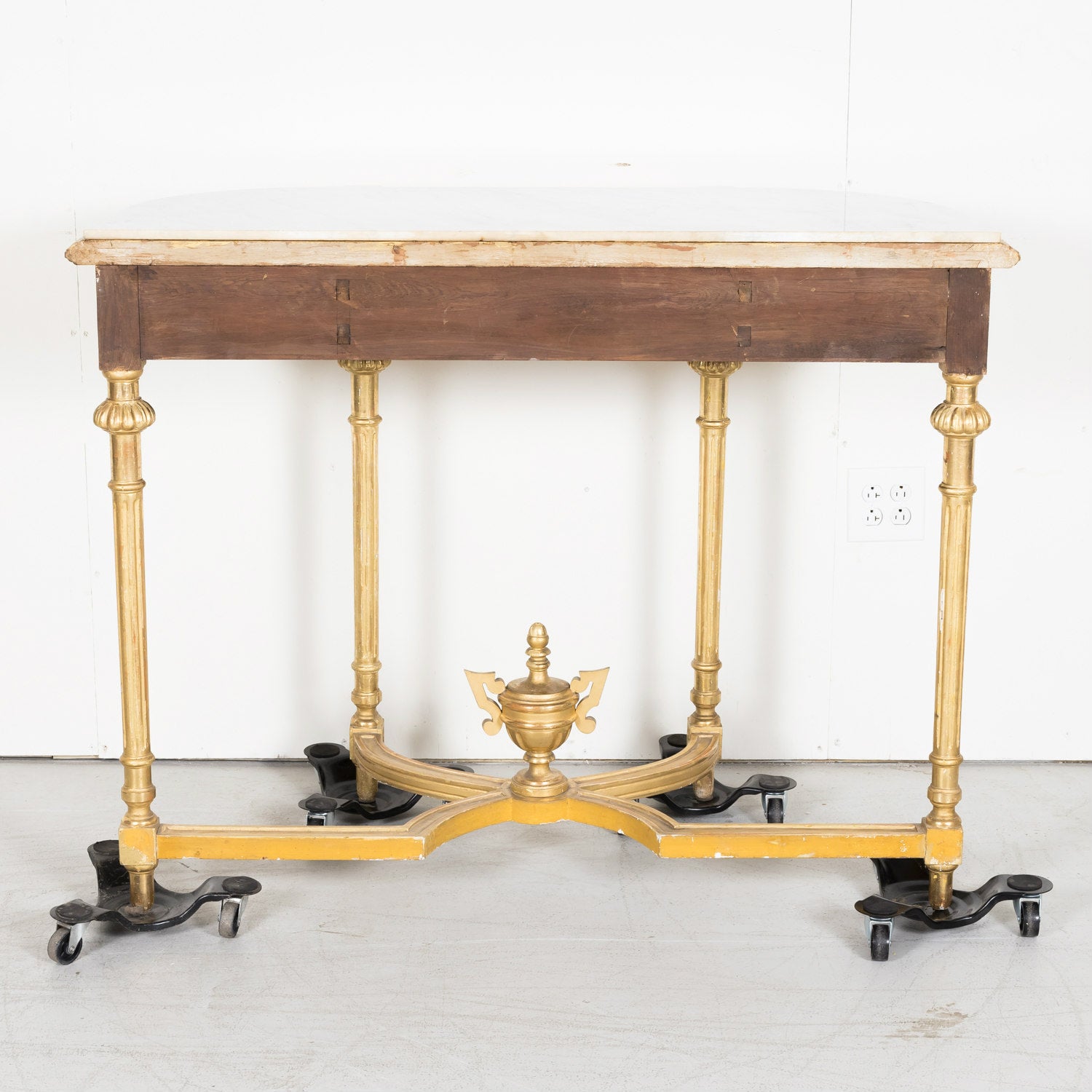 19th Century French Louis XVI Style Carved Giltwood Wall Console with Carrara Marble Top