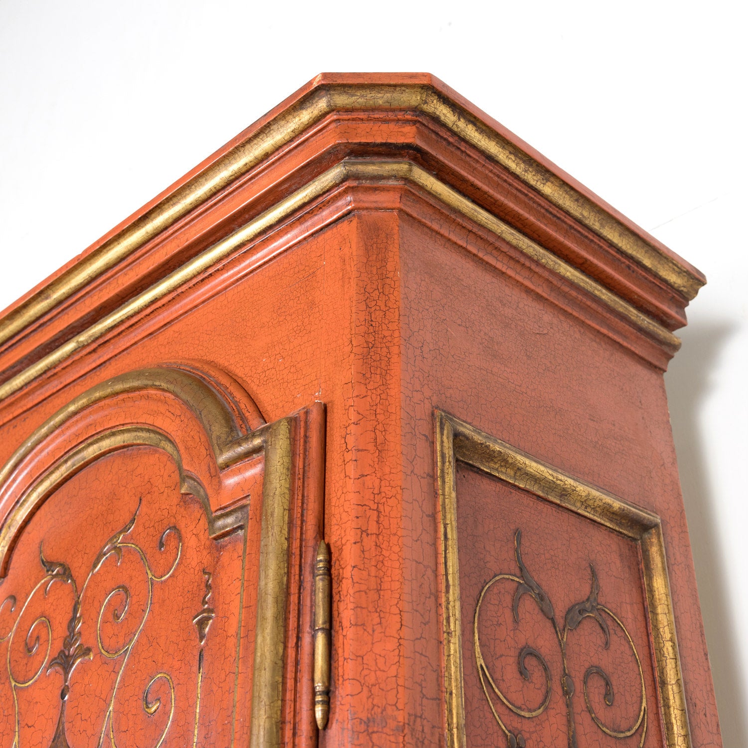 Mid-20th Century French Louis XIV Style Red Lacquer Chinoiserie Buffet Deux Corps
