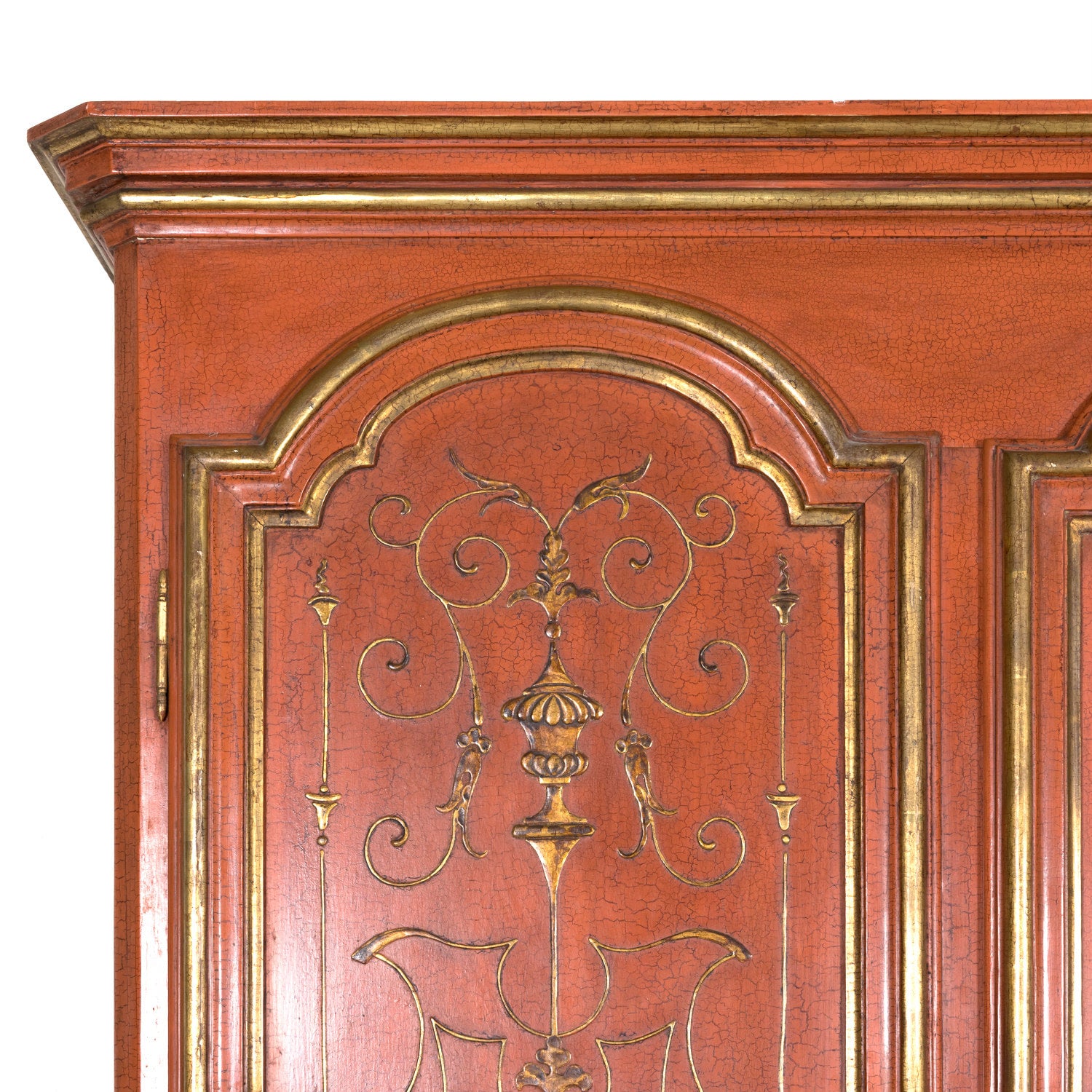 Mid-20th Century French Louis XIV Style Red Lacquer Chinoiserie Buffet Deux Corps