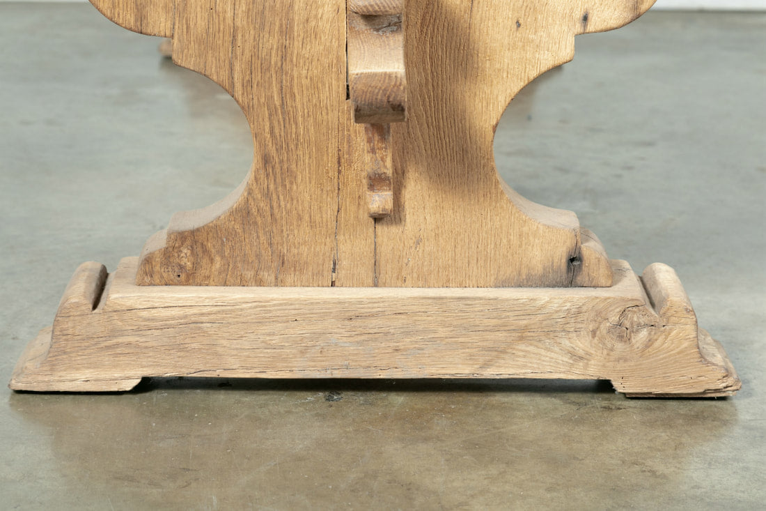 19th Century Italian Baroque Style Bleached Tuscany Trestle Farm Table 