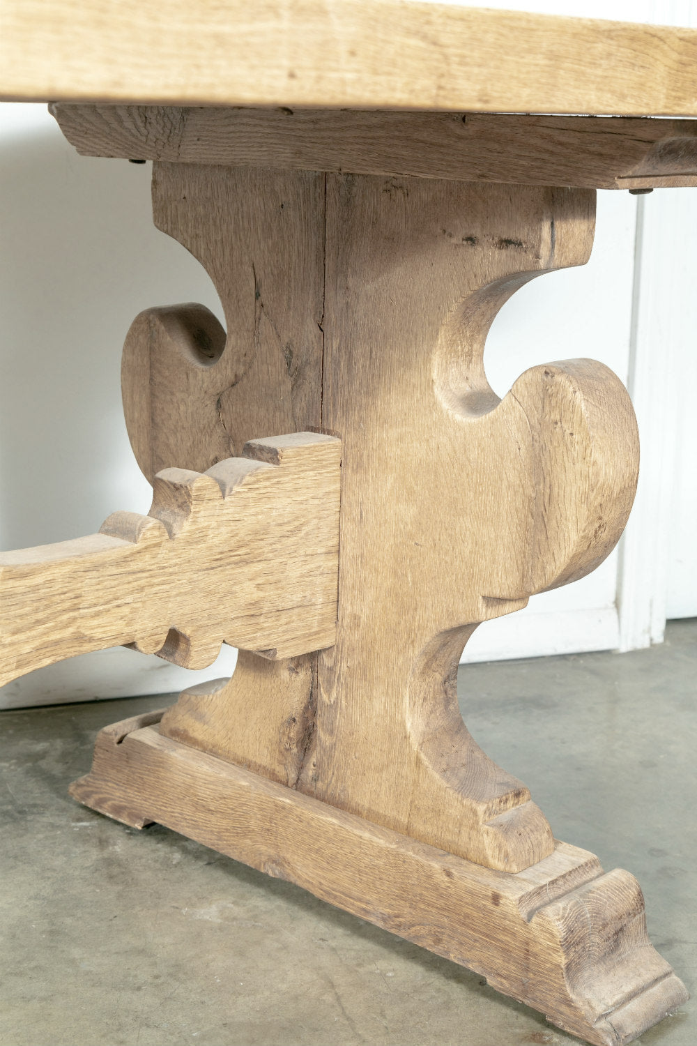 19th Century Italian Baroque Style Bleached Tuscany Trestle Farm Table 