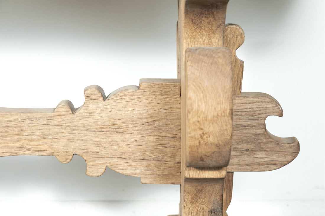 19th Century Italian Baroque Style Bleached Tuscany Trestle Farm Table 