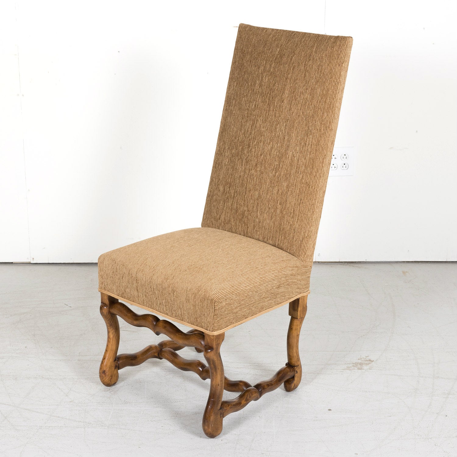 Set of 10 Antique French Louis XIII Style Os de Mouton Dining Side Chairs