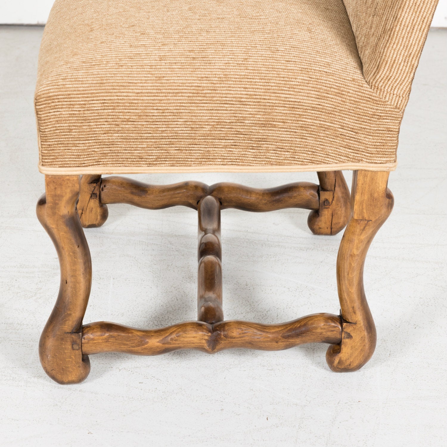 Set of 10 Antique French Louis XIII Style Os de Mouton Dining Side Chairs