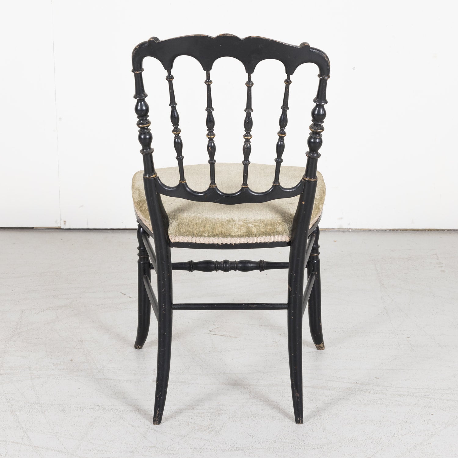 Chinoiserie Faux Bamboo Opera Chairs with Velvet Seat from Paris