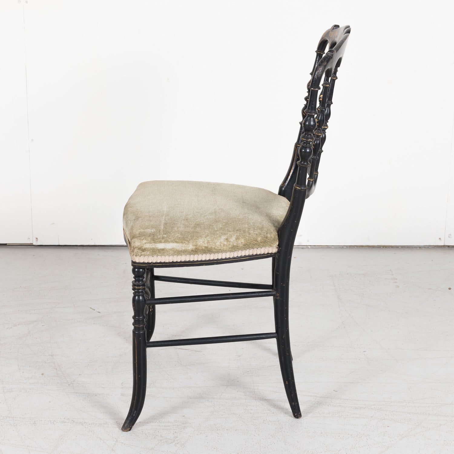 Chinoiserie Faux Bamboo Opera Chairs with Velvet Seat from Paris