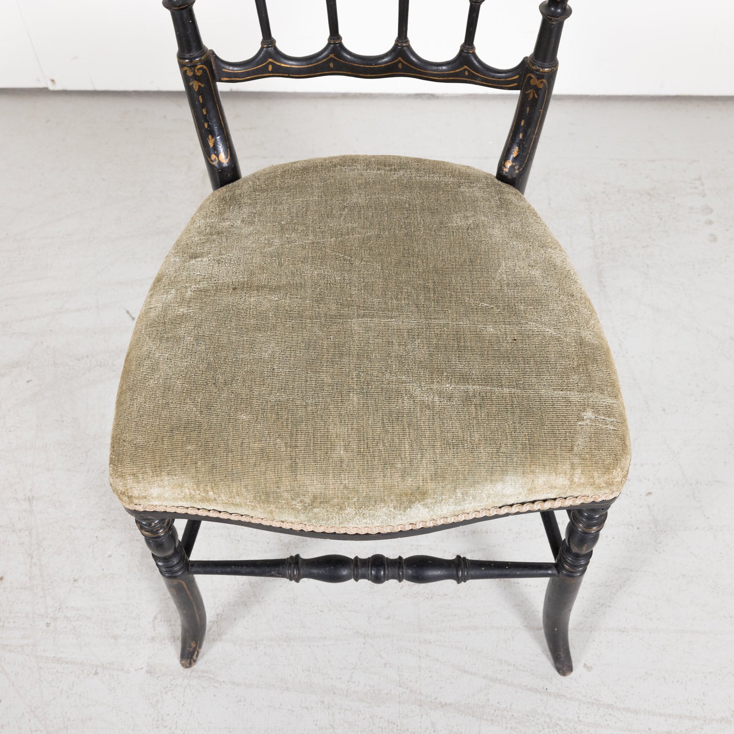 Chinoiserie Faux Bamboo Opera Chairs with Velvet Seat from Paris