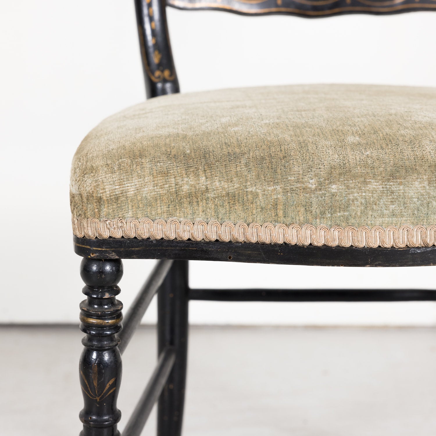 Chinoiserie Faux Bamboo Opera Chairs with Velvet Seat from Paris