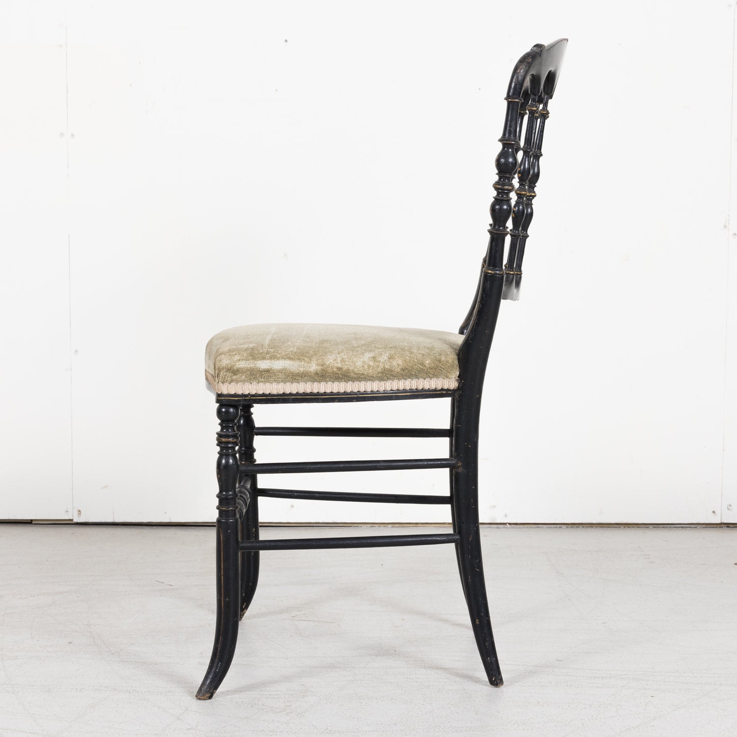 Chinoiserie Faux Bamboo Opera Chairs with Velvet Seat from Paris