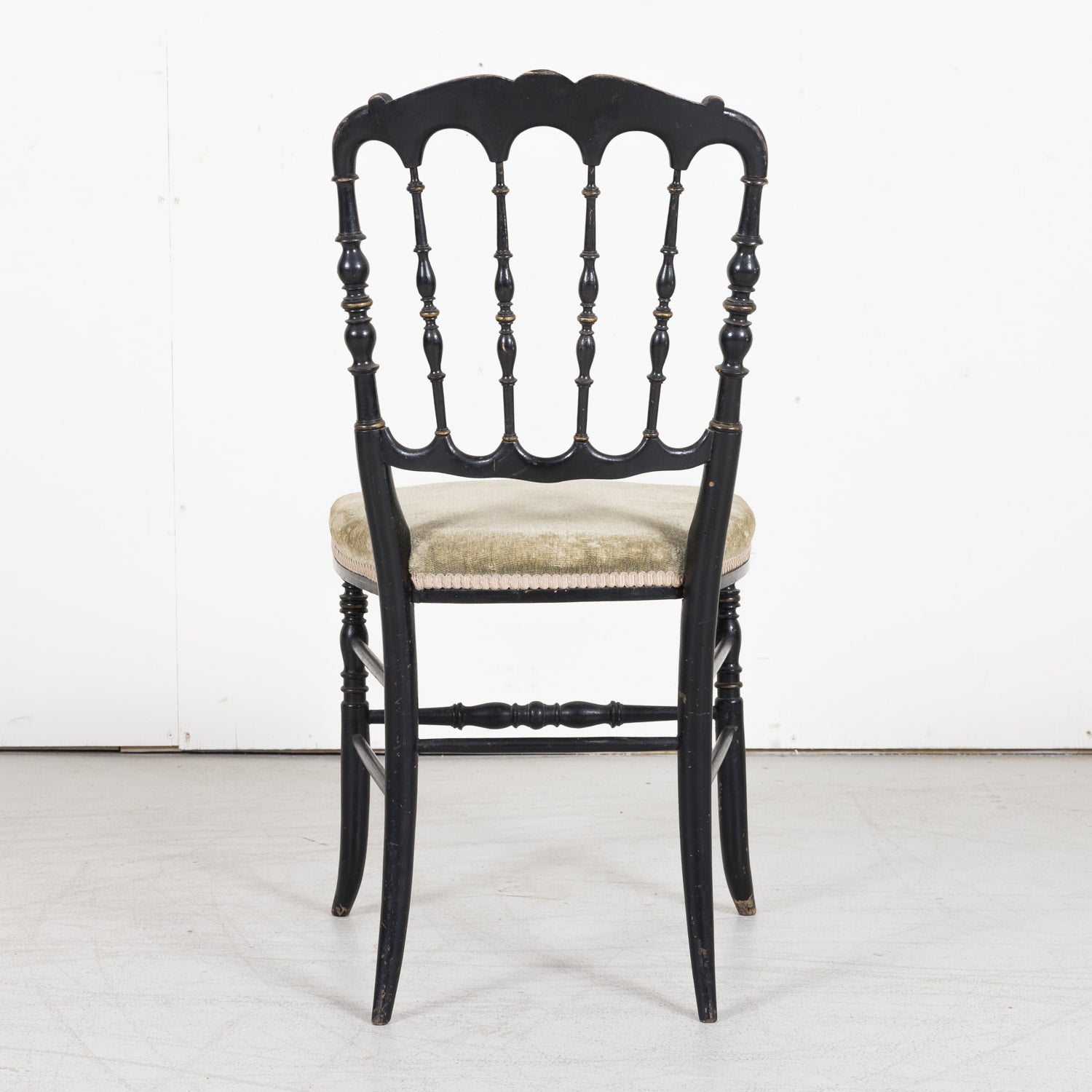 Chinoiserie Faux Bamboo Opera Chairs with Velvet Seat from Paris
