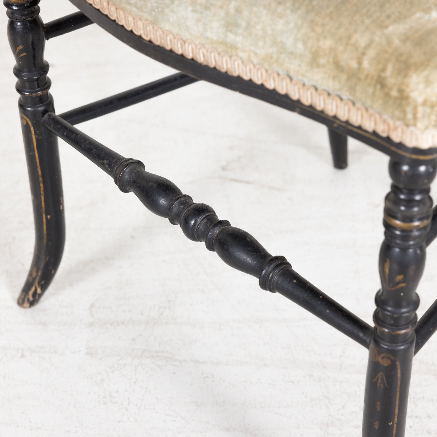 Chinoiserie Faux Bamboo Opera Chairs with Velvet Seat from Paris