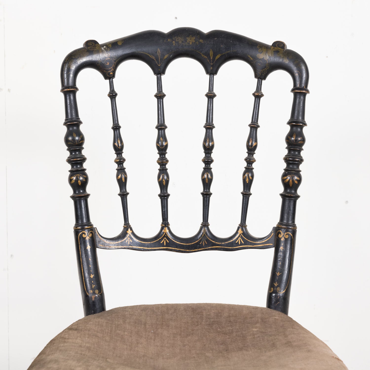 Chinoiserie Faux Bamboo Opera Chairs with Velvet Seat from Paris