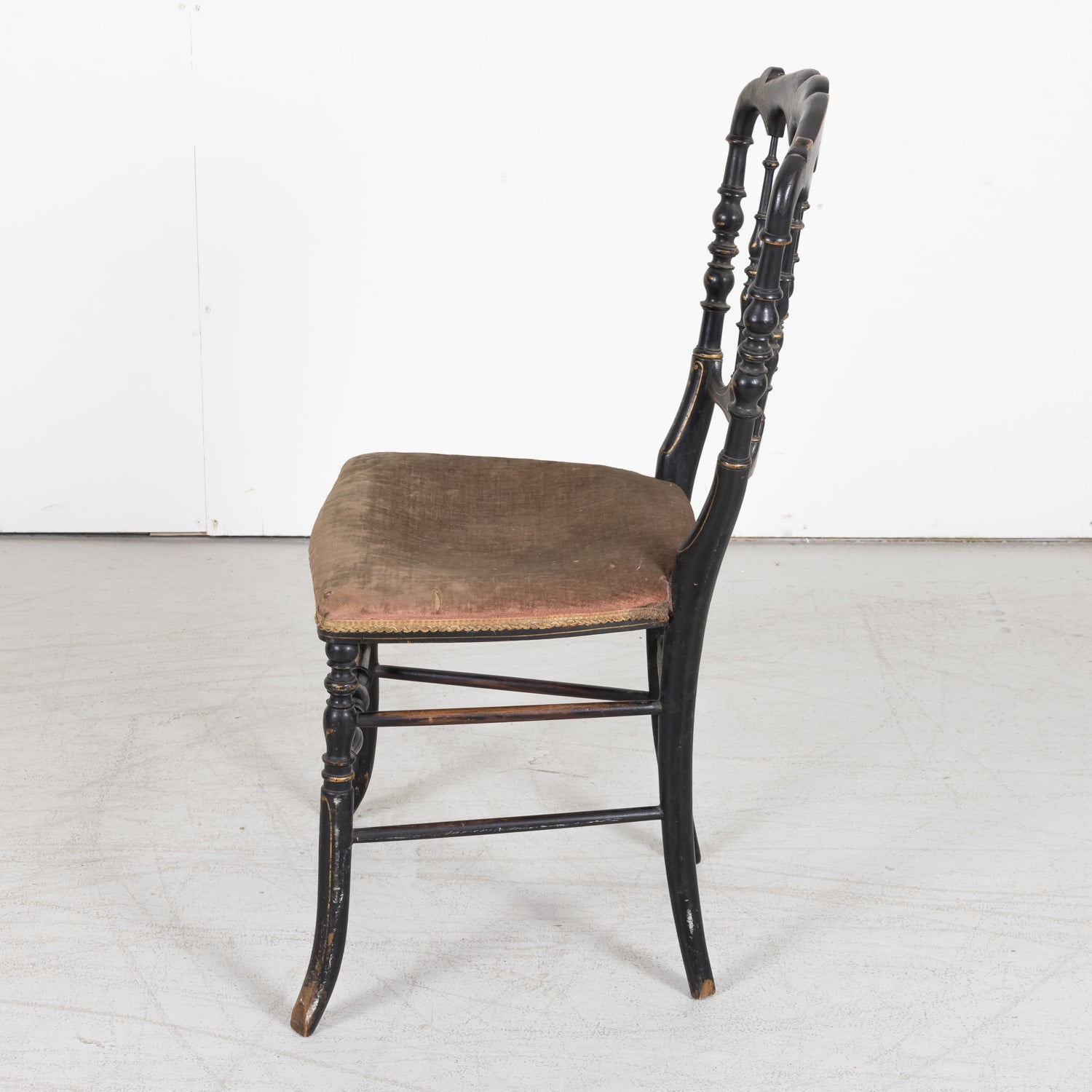 Chinoiserie Faux Bamboo Opera Chairs with Velvet Seat from Paris