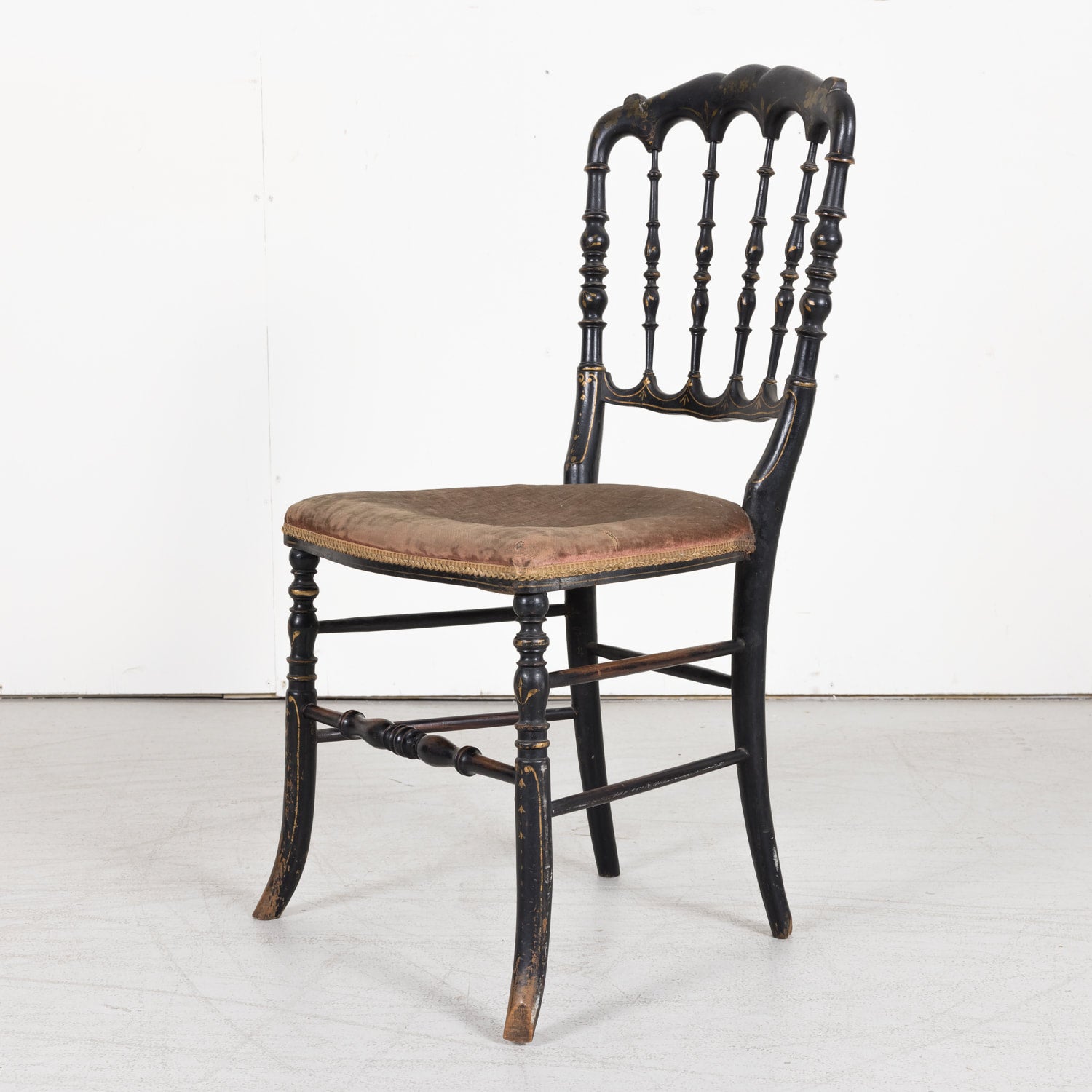 Chinoiserie Faux Bamboo Opera Chairs with Velvet Seat from Paris